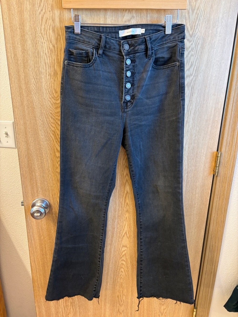 Hidden High-Rise Button-Fly Women's Black Jeans inseam 26